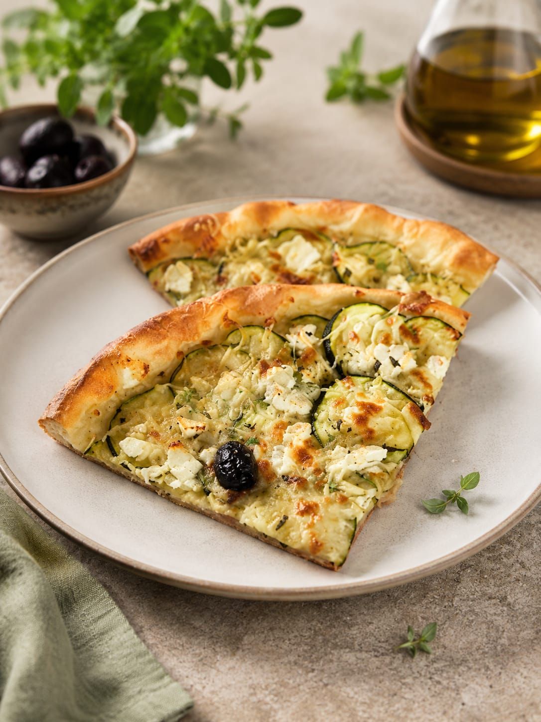 Pizza végétarienne courgette