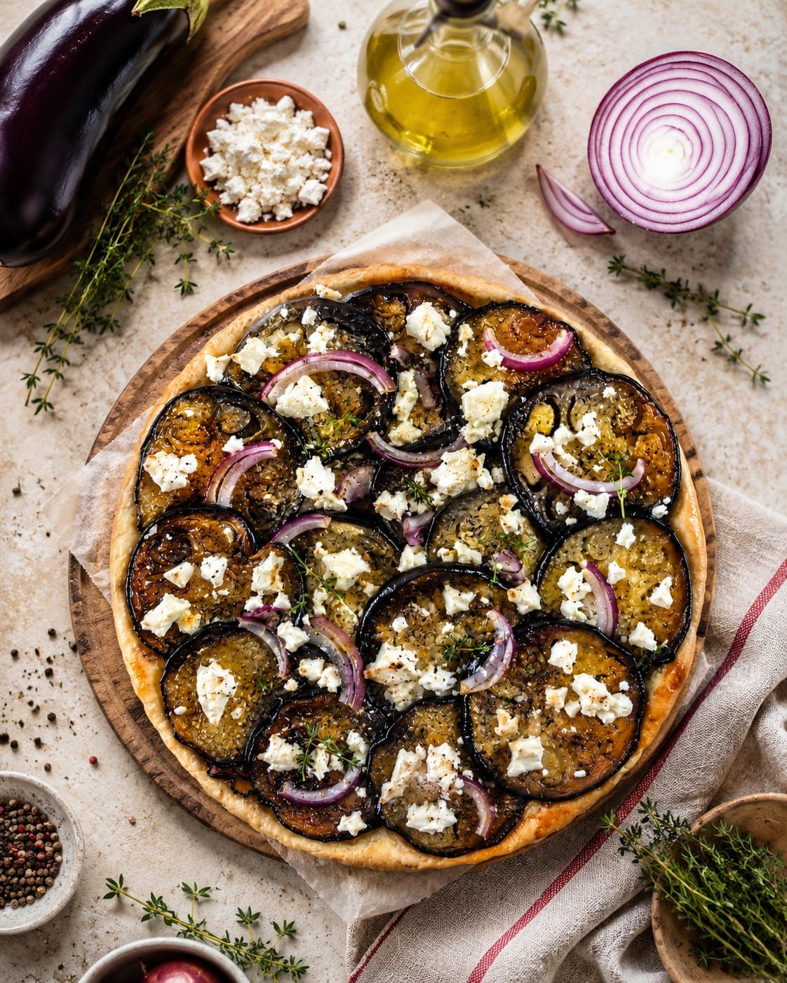 Tarte tatin aux aubergines et feta
